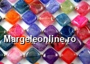 Agate, dragon vein multicolor, square, 16mm