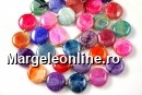 Agate, dragon vein multicolor, round disc, 14mm