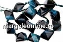 Natural agate, druzy quartz , black - blue sea, 3D square, 23mm