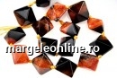 Natural agate, druzy quartz , black - intense orange, 3D square, 23mm