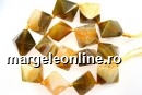 Natural agate, druzy quartz , golden - olive, 3D square, 23mm