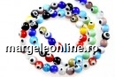 Margele Evil eye, rotund, multicolor, 6mm