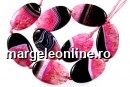 Natural agate, druzy quartz geode, pink, flat oval, 40mm