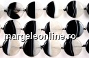 Natural agate, druzy quartz, white, round disc, 30mm