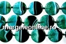 Natural agate, druzy quartz, emerald green, round disc, 30mm