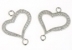 Link, heart, rhodium-plated 925 silver, 19x15.5mm - x1