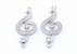 Link, crystal G clef, rhodium-plated 925 silver, 30mm - x1