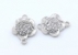 Link floare cu cristale, argint 925 placat cu rodiu, 12mm - x1