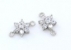 Link floare cu cristale, argint 925 placat cu rodiu, 12mm  - x1