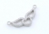 Link, heart with wings with crystals, 925 silver rhodium plated, 23mm  - x1