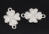 Link trifoi cu cristale, argint 925 placat cu rodiu, 14mm  - x1