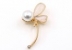 Brosa martisor, Trifoi cu cristal si perla, 5.1x2.7cm - x1