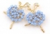 Brosa martisor bleu, Balerina cu flori si cristale, 5.4x3.9cm - x1