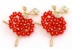 Brosa martisor rosu, Balerina cu flori si cristale, 5.4x3.9cm - x1