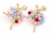 Brosa martisor multicolor, Balerina cu flori si cristale, 5.4x3.9cm - x1
