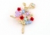 Brosa martisor multicolor, Balerina cu flori si cristale, 5.4x3.9cm - x1