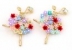 Brosa martisor multicolor, Balerina cu flori si cristale, 5.4x3.9cm - x1
