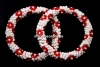 Bratara martisor, margele alb cu rosu, suport elastic - x1