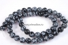 Margele obsidian snowflake, rotund, 6.5mm