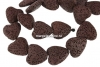 Margele lava naturala, maro, inima, 22x21 - x20mm