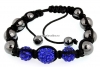 Bratara cu 3 margele shamballa cobalt blue - x1