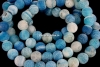 Frosted agate, intense blue sea, round, 8mm