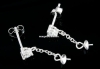 Tortite cercei argint 925, cu cristal si platou 4mm cu pin, - x1per
