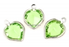 Swarovski, pand.pl. cu rodiu, inima, peridot, 15mm - x2