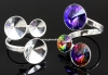 Baza inel cu bordura, argint 925, 3 rivoli Swarovski, 8-10-12mm - x1