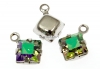 Swarovski, charm pl. cu rodiu, square, paradise shine, 11x8mm - x2