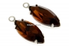 Swarovski, pand. pl. rodiu, chaton navette, smoked topaz, 18mm - x1