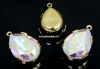 Swarovski, pand. pl. cu aur, fancy picatura, aurore boreale, 21mm - x1