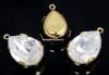 Swarovski, pand. pl. cu aur, fancy picatura, crystal, 21mm - x1