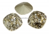 Swarovski, fancy square, gold patina, 12mm - x1