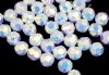 Swarovski, margele rotund fatetat, white opal AB, 4mm - x10