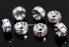 Swarovski, spacer, placat rodiu, aurore boreale, 8mm - x2