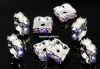 Swarovski, spacer, placat rodiu, aurore boreale, 6mm - x2