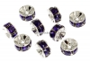 Swarovski, spacer, placat rodiu, purple velvet, 6mm - x2