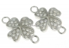 Link trifoi cu cristale, argint 925 placat cu rodiu, 15mm - x1