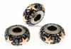 Swarovski, becharmed pave jet hematite, 13.5mm - x1
