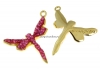 Swarovski, pave pl. cu aur, libelula, rose, 19mm - x1