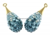 Swarovski, pand. pave placat cu aur, aquamarine-montana, 14mm - x1