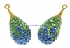 Swarovski, pand. pave placat cu aur, sapphire-peridot, 14mm - x1