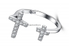 Baza inel argint 925 placat cu rodiu, cruce cu cristale, reglabil - x1