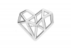 Link inima diamant origami, argint 925, 15.5mm - x1