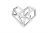 Link inima diamant origami, argint 925, 15.5mm - x1