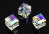 Swarovski, margele cub, crystal shimmer, 8mm - x1