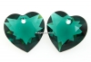 Swarovski, pandantiv inima, emerald, 10.5mm - x2