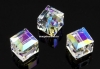 Swarovski, margele cub, crystal shimmer, 6mm - x2