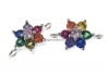 Link steluta cu cristale, argint 925 placat cu rodiu, 11mm  - x1